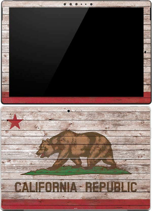 California Flag Dark Wood Surface Pro 4 Skin